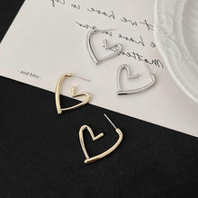 Load image into Gallery viewer, Gap-shaped Heart Silver Needle Earrings